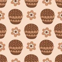 Chocolate seamless pattern with round candy vector