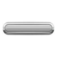 Gray rectangular button icon, cartoon style vector