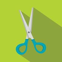 Scissors with blue plastic handles icon flat style vector