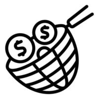 vector de contorno de icono de captura de dinero. ingreso laboral