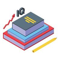 vector isométrico del icono de conocimiento del libro iq. ideas digitales