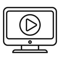 Online video player icon outline vector. Distance study vector