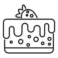 Cake icon outline vector. Happy birthday vector