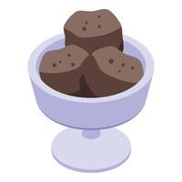 Sundae icon isometric vector. Cream scoop vector