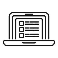 Laptop database icon outline vector. Data customer vector