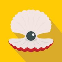 Pearl in a shell icon, flat style vector