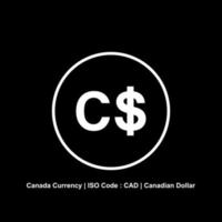 moneda de canadá, signo de cad, símbolo de icono de dólar canadiense. ilustración vectorial vector