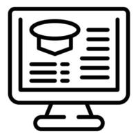 Online graduation icon outline vector. School lesson vector