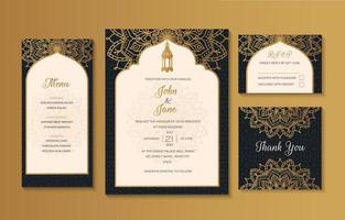 plantilla de invitación de boda musulmana vector