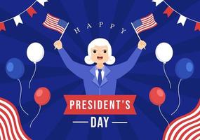 Happy Presidents Day with Stars and USA Flag for the President of America Suitable for Poster in Flat Cartoon Hand Drawn Templates Illustration vector