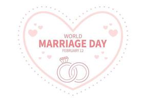 World Marriage Day on February 12 with Love Symbol to Emphasize the Beauty and Loyalty of a Partner in Flat Cartoon Hand Drawn Templates Illustration vector