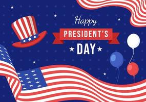 Happy Presidents Day with Stars and USA Flag for the President of America Suitable for Poster in Flat Cartoon Hand Drawn Templates Illustration vector