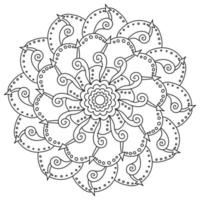 Fantasy mandala of arrows and dots, meditative coloring page from ornate motifs vector
