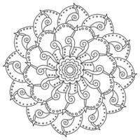 mandala de fantasía de flechas y puntos, página de coloración meditativa de motivos ornamentados vector