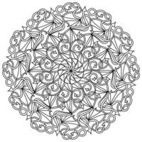 Fantasy mandala of arrows and curls, meditative coloring page with ornate patterns vector