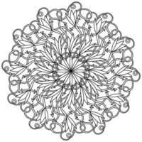 Contour mandala of arrows and curls, meditative coloring page with ornate patterns vector
