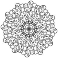 Contour mandala of arrows and curls, meditative coloring page with ornate patterns vector