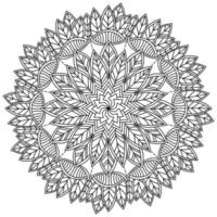 Ornate mandala with leaves and patterns, autumn meditative coloring page vector