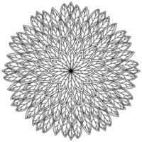 Ornate mandala with leaves with outline and patterns, autumn meditative coloring page vector