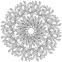 Contour mandala of arrows and a flower in the center, meditative coloring page from ornate motifs vector