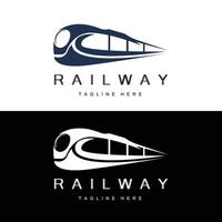 diseño del logo del tren. vector de vía de tren rápido, ilustración de vehículo de transporte rápido, transporte terrestre de empresa ferroviaria de locomotora de diseño y entrega rápida
