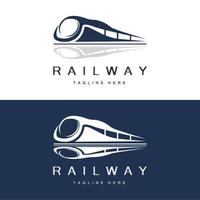 Train Logo Design. Fast Train Track Vector, Fast Transport Vehicle Illustration, Design Fit Locomotive Railroad Company Land Transportation And Fast Delivery vector