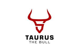 logotipo de la letra s, logotipo de toro, logotipo de toro de cabeza, elemento de plantilla de diseño de logotipo de monograma vector