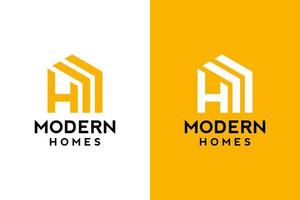 Logo design of H in vector for construction, home, real estate, building, property. Minimal awesome trendy professional logo design template on double background.