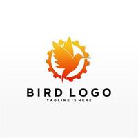 plantilla de vector de diseño de logotipo de pájaro abstracto. icono de símbolo de concepto de tecnología empresarial de logotipo de paloma creativa.