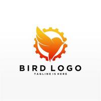 plantilla de vector de diseño de logotipo de pájaro abstracto. icono de símbolo de concepto de tecnología empresarial de logotipo de paloma creativa.