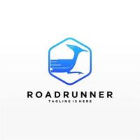 Roadrunner bird abstract minimal simple geometric logo design icon template silhouette isolated with white background vector