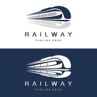 Train Logo Design. Fast Train Track Vector, Fast Transport Vehicle Illustration, Design Fit Locomotive Railroad Company Land Transportation And Fast Delivery vector