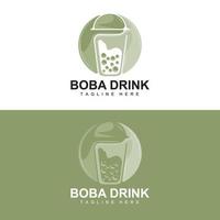 Boba Drink Logo Design, Modern Jelly Drink Bubble Vector, Boba Drink Brand Glass Illustration. Design Suitable For Cafes, Beverage Brands vector