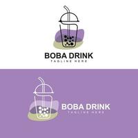 Boba Drink Logo Design, Modern Jelly Drink Bubble Vector, Boba Drink Brand Glass Illustration. Design Suitable For Cafes, Beverage Brands