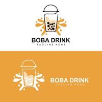 Boba Drink Logo Design, Modern Jelly Drink Bubble Vector, Boba Drink Brand Glass Illustration. Design Suitable For Cafes, Beverage Brands vector