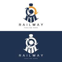 Train Logo Design. Fast Train Track Vector, Fast Transport Vehicle Illustration, Design Fit Locomotive Railroad Company Land Transportation And Fast Delivery vector