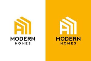 Logo design of A in vector for construction, home, real estate, building, property. Minimal awesome trendy professional logo design template on double background.