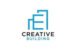 Letter E With Building For Construction Company Logo vector design template