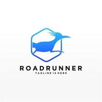 Roadrunner bird abstract minimal simple geometric logo design icon template silhouette isolated with white background vector