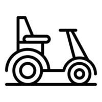 vector de contorno de icono de silla de ruedas eléctrica antigua. Vehículo de motor