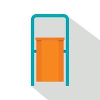 Orange public garbage bin icon, flat style vector