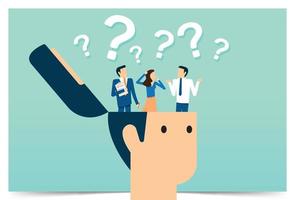Brainstorming for big idea and business solution, teamwork collaboration discuss, business people brainstorming in human brain, creative thinking lightbulb effect vector