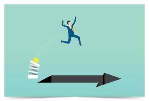 Businessman jumping from springboard cross the trap vector