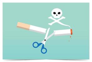 No smoking and cutting cigarette out with scissors vector