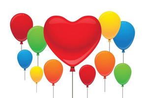 Red heart shaped and colorful balloons vector