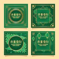 Chinese New Year Jade Green Theme Social Media Post vector