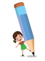 cute little boy holding a pencil vector