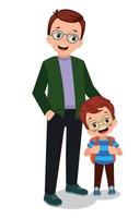 father and kids happy family vector