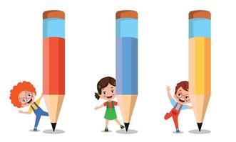 cute little boy holding a pencil vector