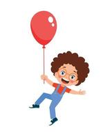 Happy children and colorful balloons vector